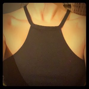 Plain black high neck tank top (size XS/S) NWOT